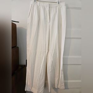 Linen Blend Tailored Wide Leg Pant
